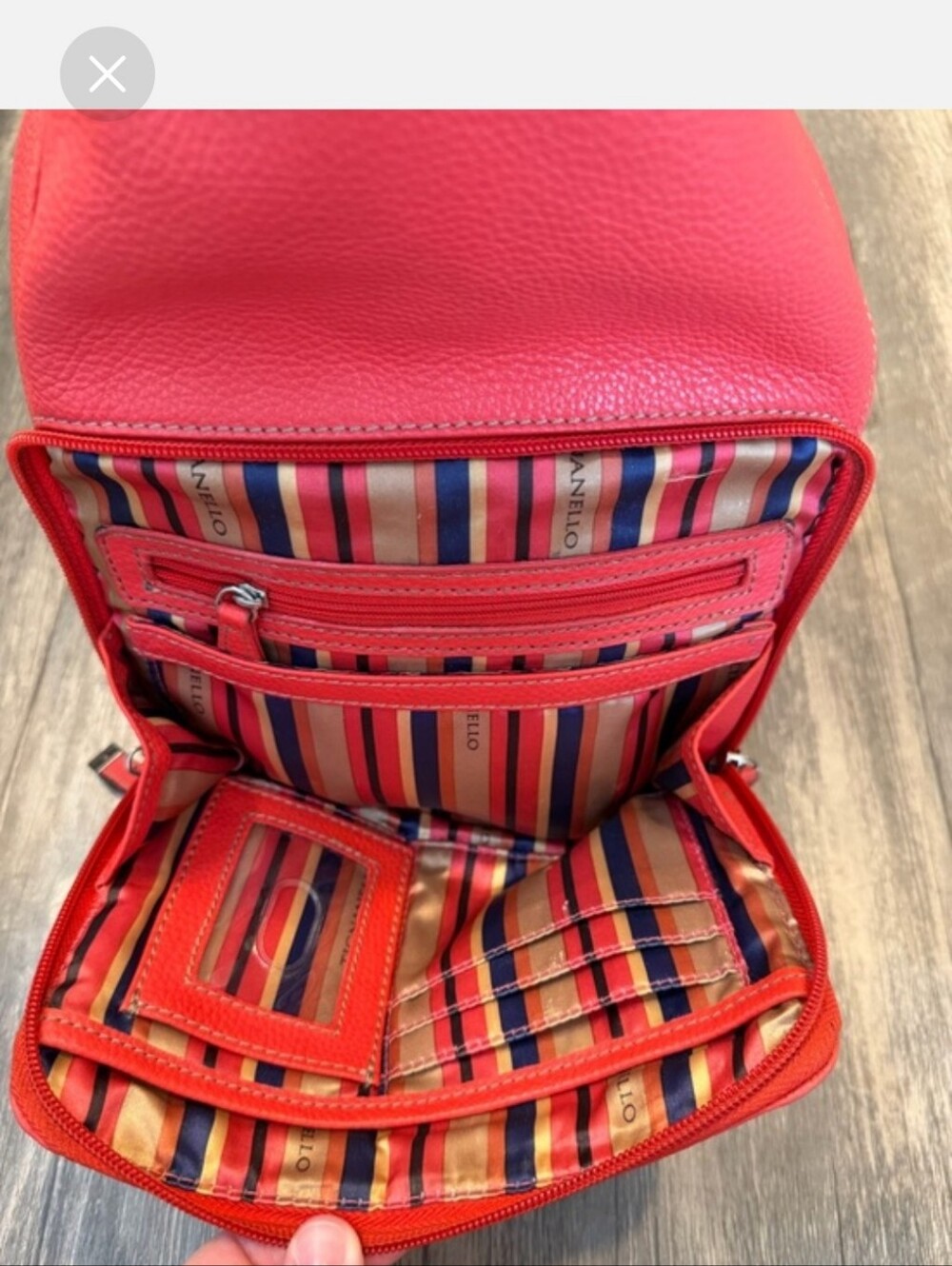 Tiganello Red Women's Leather Backpack Purse - Picture 5 of 9